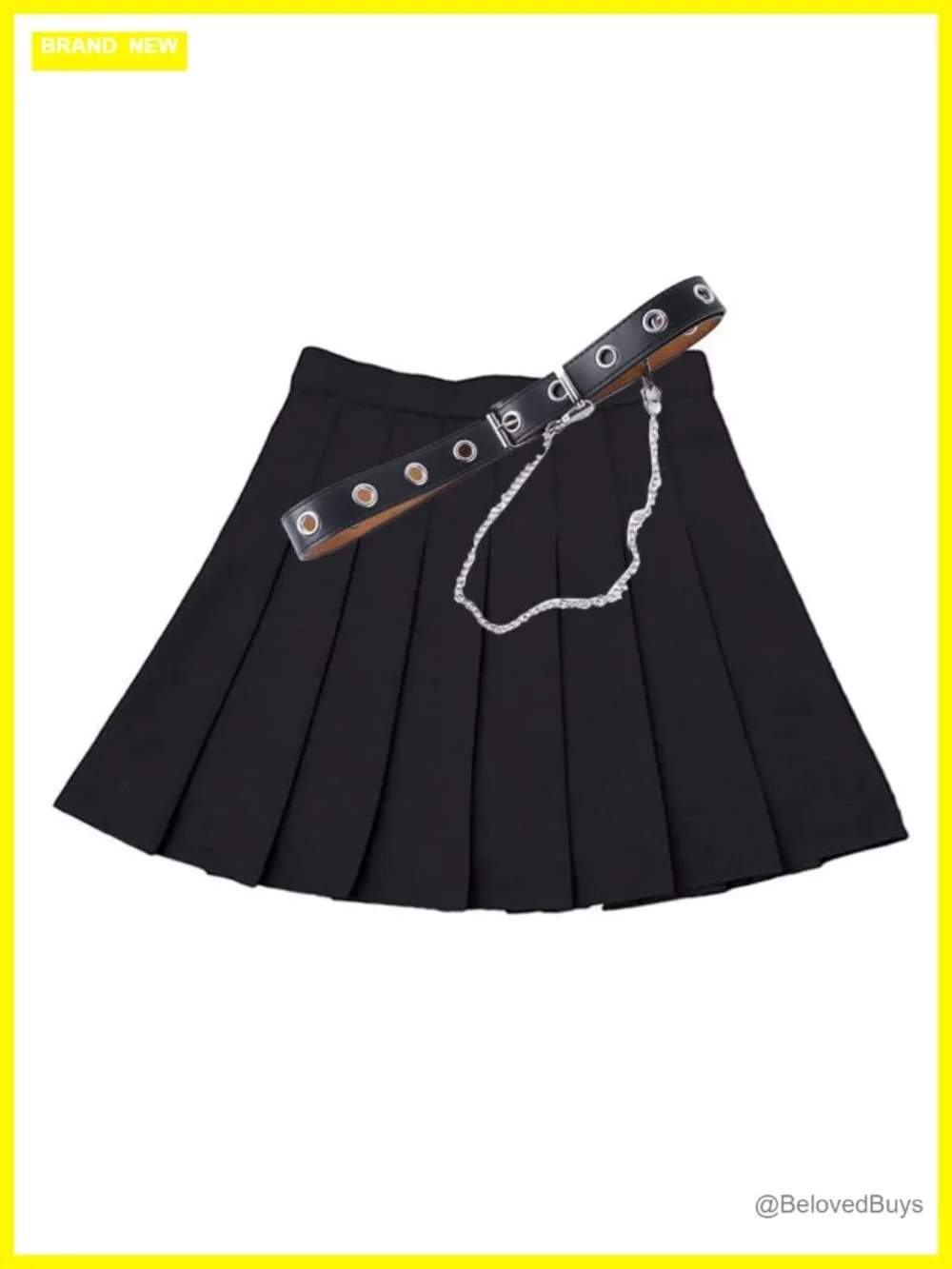 Pleated Mini Skort with Belt High Waist A-Line Goth Punk Y2K School Skirt